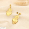Boucles d’oreilles pendantes cœur ex-voto acier 0325609 doré