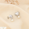 Boucles d’oreilles coeur bombé acier inox. perle 0326005 argenté