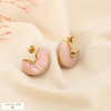 Boucles d’oreilles acier résine marbré demi-créoles 0325536 rose