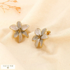 Boucles d’oreilles fleur stylisée émail acier inox. 0326026 taupe