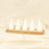 Présentoir à bagues 5 cônes velours socle bois 0626017 blanc