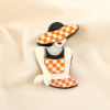 Broche épingle femme élégante chapeau résine métal 0526013 orange