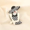 Broche épingle femme élégante chapeau résine métal 0526013 noir/blanc