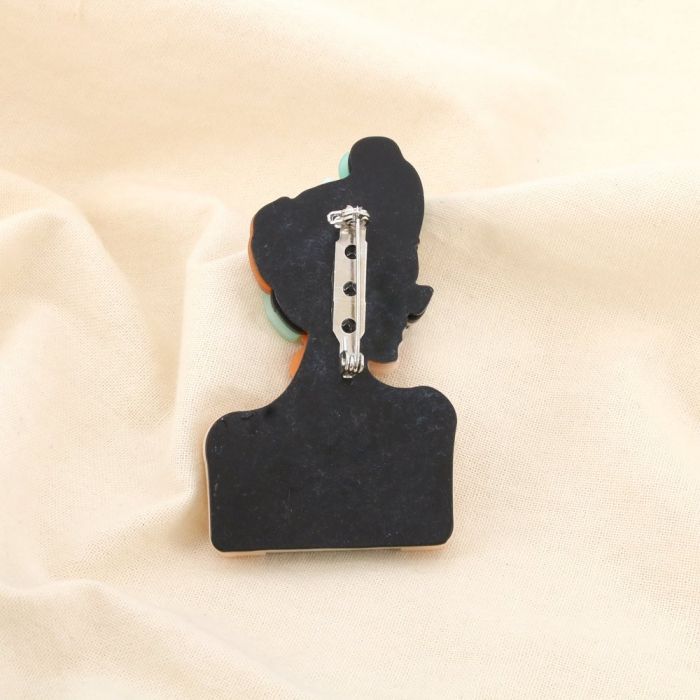 Broche épingle rétro résine femme stylisée lunettes 0526018 vert aqua