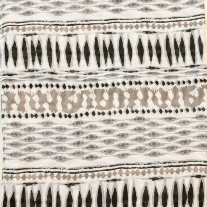 Foulard imprimé graphique rythmé viscose coton 0726018 gris clair