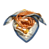 Carré satin imprimé floral touché soie polyester 0726009 cognac