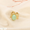 Bague ouverte acier inox. cabochon résine marbrée 0426004 vert