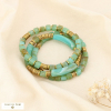 3 bracelets élastiques cubes tubes résine marbrée 0226042 bleu turquoise