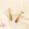 Boucles d’oreille goutte allongée résine marbrée 0326044 cognac