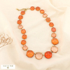 Collier acier cabochons ronds résine translucide 0126050 orange
