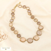 Collier acier cabochons ronds résine translucide 0126050 taupe