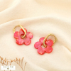 Boucles d'oreilles créoles acier inox fleur résine colorée 0325067 rouge