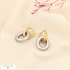 Boucles d’oreilles acier bicolore anneaux entrelacés 0326003 doré/argenté