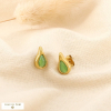 Boucles d’oreilles acier inoxydable verre gouttes 0326068 vert