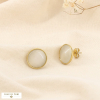 Boucles d’oreilles acier cabochon rond verre 0326070 naturel/beige