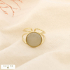 Bague ouverte acier inoxydable cabochon rond verre 0426027 naturel/beige