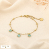 Bracelet acier pampilles verre minimaliste billes 0226067 bleu turquoise