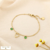 Bracelet acier inox verre cœurs ajourés cabochons 0226071 vert