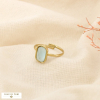Bague acier verre cabochon rectangulaire facetté 0426031 bleu turquoise