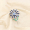 Broche aimantée marguerite métal émaillé strass 0526041 bleu