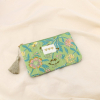 Pochette trousse plate polyester floral pompon 0926002 vert