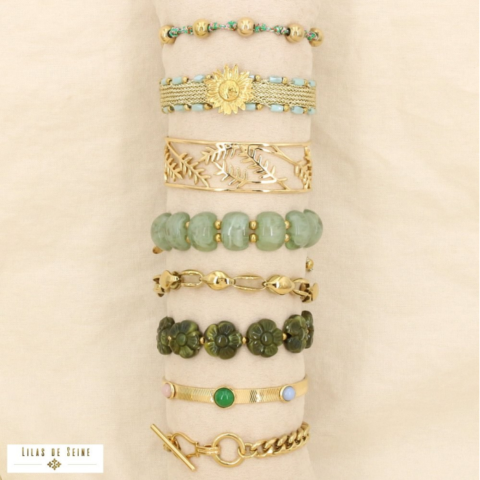 Ensemble 8 bracelets acier inoxydable nuance vert 0226127 vert foncé