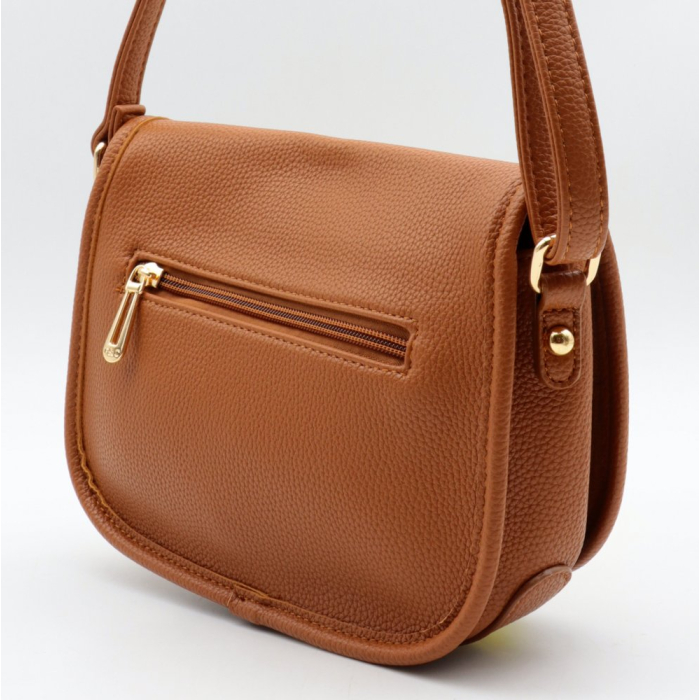 Sac à bandoulière Flora&Co simili-cuir grainé 0926011 cognac