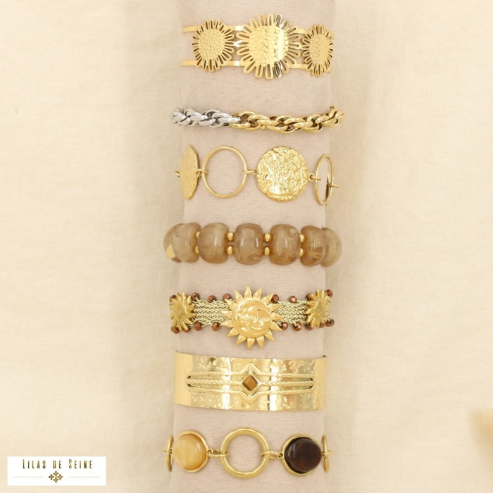 Ensemble 8 bracelets acier inoxydable nuance taupe 0226145 taupe