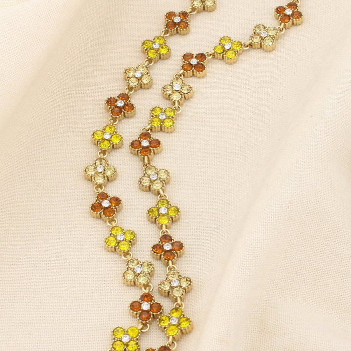 Collier acier inoxydable strass motif trèfle 0126148 taupe