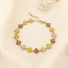 Bracelet acier inoxydable strass motif trèfle 0226137 taupe