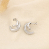 Boucles d’oreilles demi-créoles acier inox strié 0326129 argenté