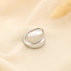 Bague ajustable acier inoxydable sculptural goutte 0426062 argenté