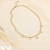 Collier acier double rangs soleil lune étoile croix 0126034 doré