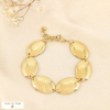 Bracelet acier maillon ovale gravé losange rayonnant 0226014 doré