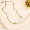 Collier acier inoxydable résine forme corne marbrée 0126056 naturel/beige