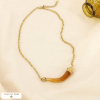 Collier acier inoxydable résine forme corne marbrée 0126056 taupe