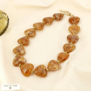 Collier acier inoxydable résine marbrée cœur 0126067 cognac