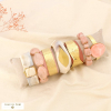 Ensemble 7 bracelets acier résine synthétique rose 0226149 rose