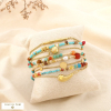 Ensemble 8 Bracelets Réglables Acier Cristal Perles Rocaille Pierres Naturelles 0226154 multi
