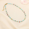 Collier perles turquoise multicolores acier inox. 0126144 bleu turquoise