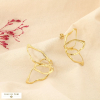 Boucles d’oreilles feuille stylisée filigranée acier 0326014 doré