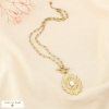 Collier rosace néo-vintage chic acier inoxydable 0126021 doré