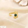Large bague bohème chic acier inoxydable fleur 0426012 vert
