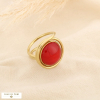 Bague double anneaux contemporaine chic acier résine 0426057 rouge bordeaux