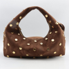 Sac hobo porté épaule Flora&Co simili-cuir façon daim clous 0926024 marron foncé