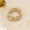 2 bracelets double-rangs résine marbrée acier inox. 0226034 naturel/beige