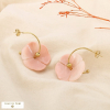 Créoles fleurs amovibles résine marbrée acier inox. 0326045 rose
