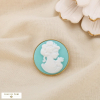 Broche pin’s ronde camée acier inoxydable résine 0526037 bleu turquoise