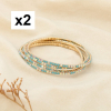 8 Bracelets fins élastiques à strass multicolores 0223046 bleu ciel