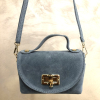 Mini sac à main en cuir véritable façon daim avec bandoulière – Réf. 0926028 bleu ciel